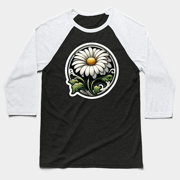 art nouveau daisy April birth month flower Baseball T-Shirt by OddHouse